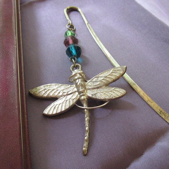 Firefly Bookmarker, Glass Beads Silvertone - Picture 1 of 7